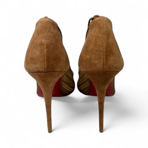 NWOT CHRISTIAN LOUBOUTIN Peropik Biscotto Mesh Red Bottom Stiletto Heels IT38.5 - Picture 6 of 12